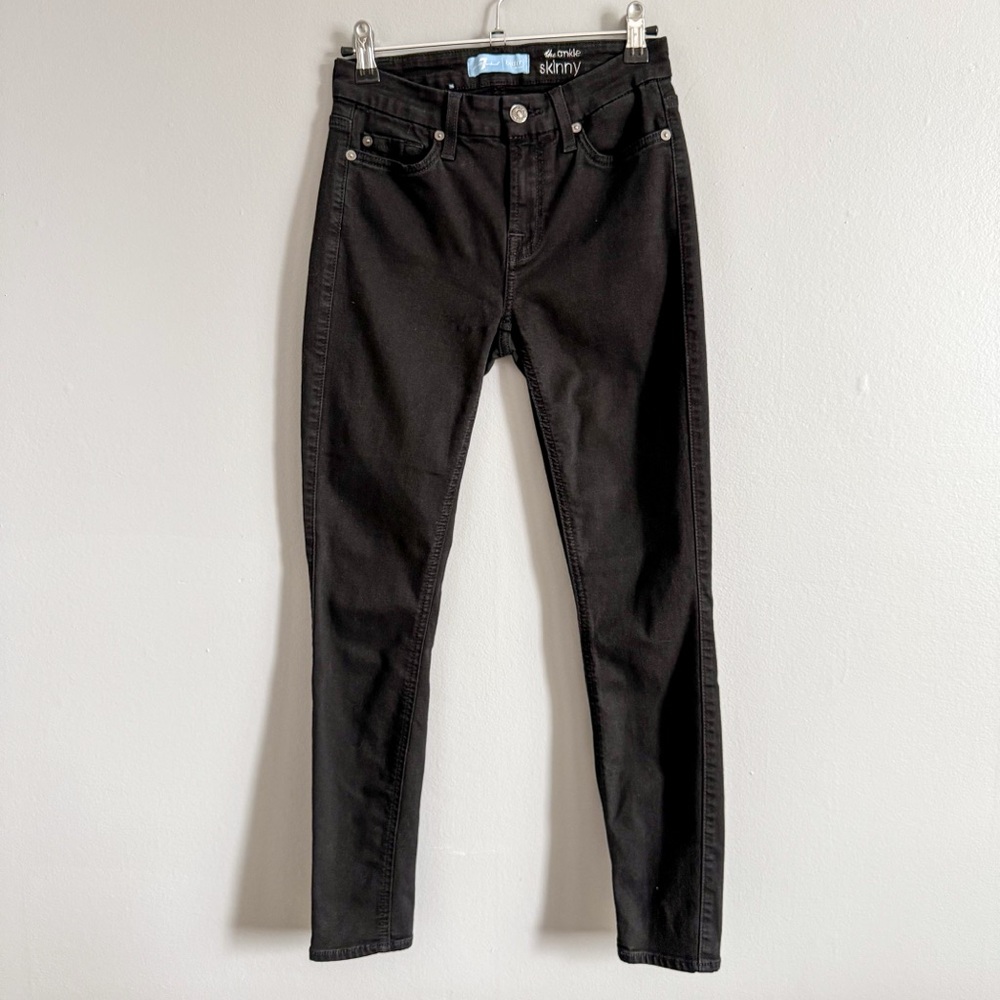 7 For All Mankind Blair The Ankle Skinny Black Size 25